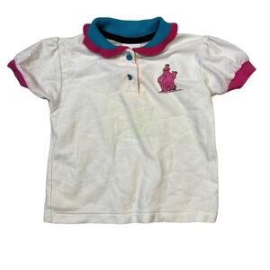 Sesame Street VTG 80s Telly Monster Ruffle Collar Polo Shirt FLAW Girl Toddler 4